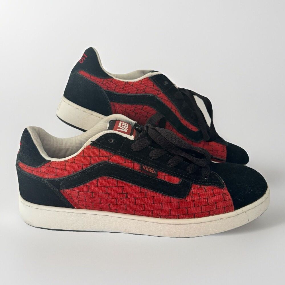Vans Reiger 63130 Red Brick Wall Print Skate Shoes Mens 10.5 Deadstock Vintage